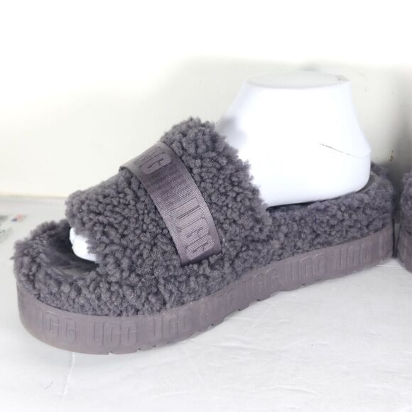 UGG Women's Fluffita US 8 Purple Sheepskin Platform Shearling Slide Slippers - Picture 8 of 16